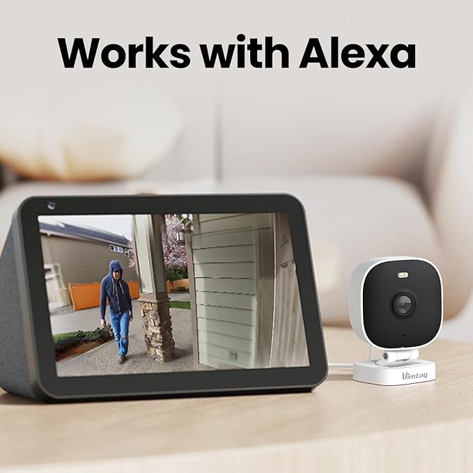 VIMTAG Security Camera, 3.5K/6MP Outdoor/Indoor Wired Plug-in 2.4G Wi-Fi Spotlight Camera for Home Security, 2-Way Audio/Color Night Vision/Human/Motion/Sound Detection, Support Alexa/Up to 512G Card