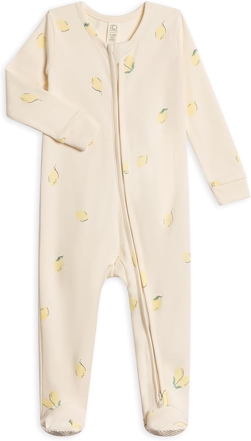 Colored Organics Baby Zip-Up Footed Sleeper with 2-Way Zipper - Newborn Organic Cotton Pajamas
