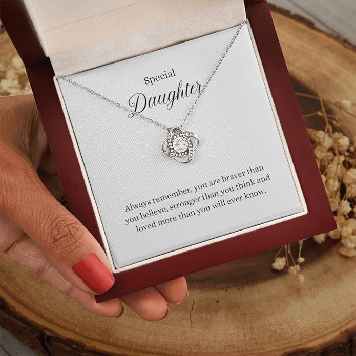 To My Daughter Gift Necklace From Dad or Mom - Badass Daughter Jewelry With Heartfelt Message & Elegant Box