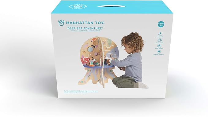 Manhattan Toy Deep Sea Adventure Wooden Toddler Activity Center with Clacking Clams, Spinning Gears, Gliders and Bead Runs