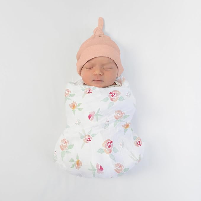 SwaddleDesigns Cotton Muslin Swaddle Blanket, Receiving Blanket for Baby Boys & Girls, Best Registry Gift, 46x46 inches, Watercolor Peachy Pink Floral