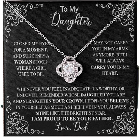 To My Daughter Gift Necklace From Dad or Mom - Badass Daughter Jewelry With Heartfelt Message & Elegant Box