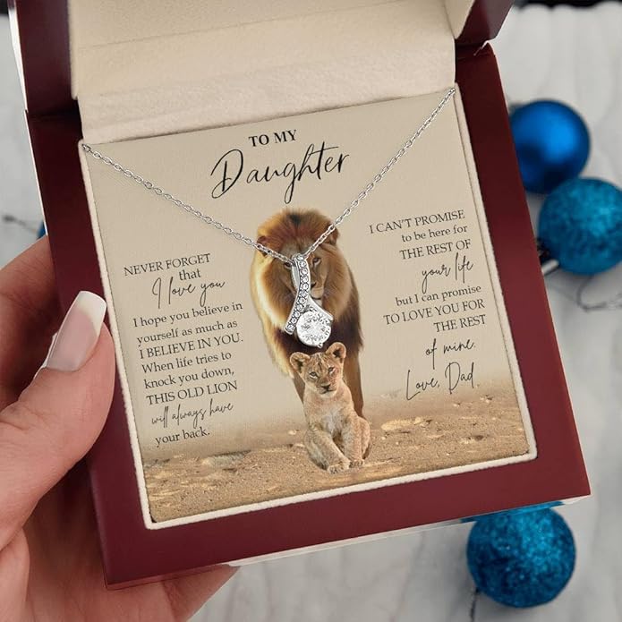 To My Daughter Gift Necklace From Dad or Mom - Badass Daughter Jewelry With Heartfelt Message & Elegant Box