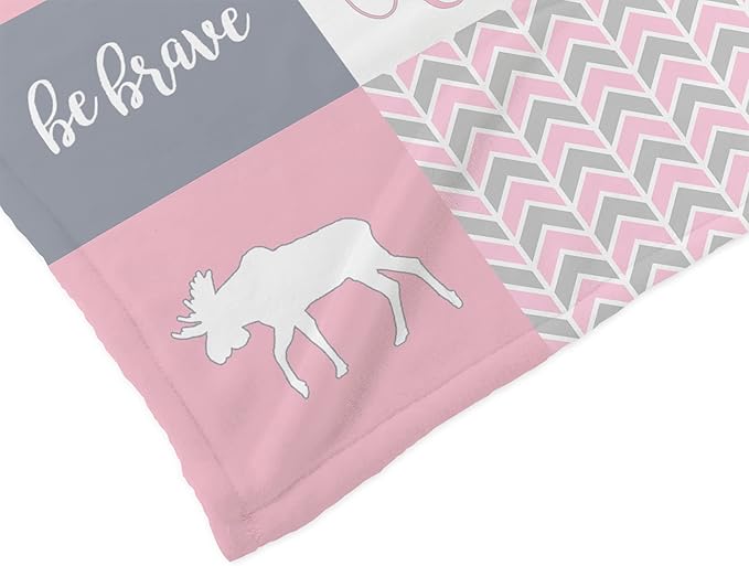Woodland Personalized Baby Blanket - Personalized Baby Blankets for Girls-Custom Baby - Nursery Décor - Baby for Girls Personalized (Pink Woodland)