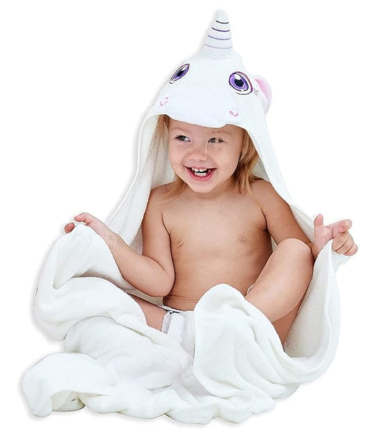HIPHOP PANDA Hooded Towel - Rayon Made from Bamboo, Bath Towel with Bear Ears for Newborn, Babie, Toddler, Infant - Absorbent Large Baby Towel - Unicorn, 30 x 30 Inch