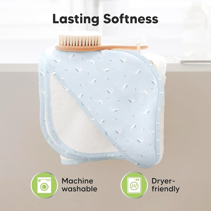 KeaBabies Hooded Baby Towel for Newborn - Viscose Derived from Bamboo Large Baby Bath Towels with Hood for Boys, Girls, Toddler, Extra Absorbent & Soft Newborn Bath Essentials (Blue Whale)