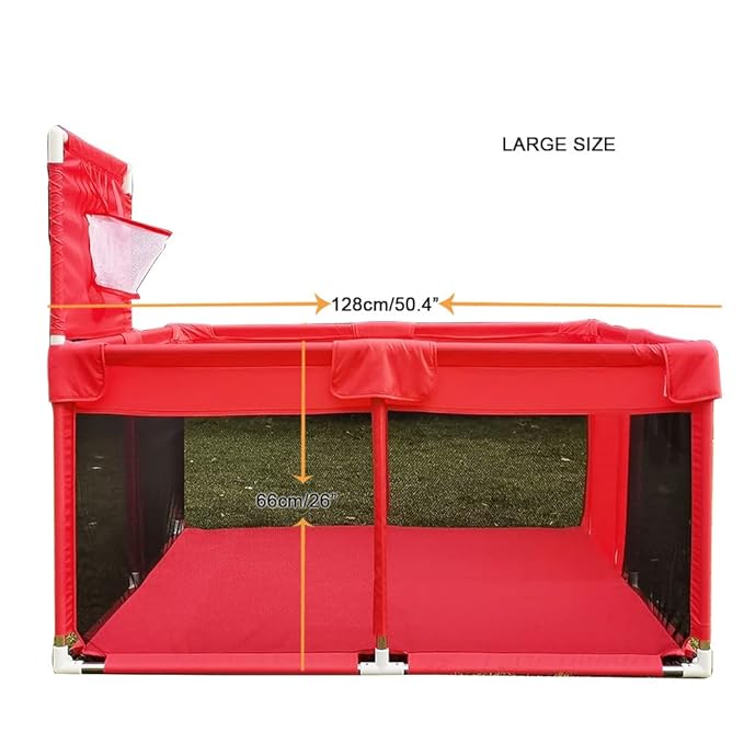 Portable Large Baby Ball Pit Playpen Playard Fence with Basketball Hoop Breathable Mesh for Indoors Outdoors Infant Toddler Kids Large