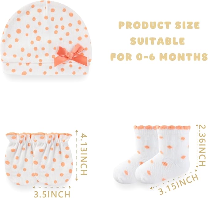 Baby Girls Boys Hats Mittens and Socks Set Cotton Infant Caps Newborn Soft Gloves 0-6 Months