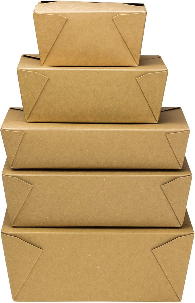 Karat Paper To Go Boxes [48 oz - 300 ct] Leak-Resistant, Microwavable, Heavy-Duty Take Out Boxes | Grease Resistant & Stackable | #8 Kraft Brown