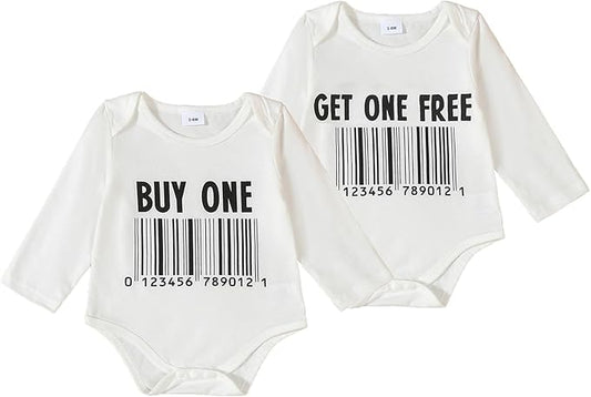 Newborn Baby Twins Clothes Funny Letter Print Romper Bodysuit Shirt Twins' Babys Gift Infant Boy Girl Fall Clothes