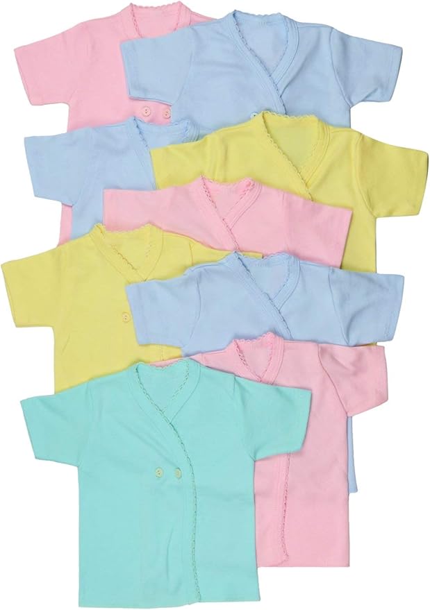 ToBeInStyle Babies' 4 Pack Relaxed Fit Short or Long Sleeve Button Up Kimono Tee Swaddle Shirt