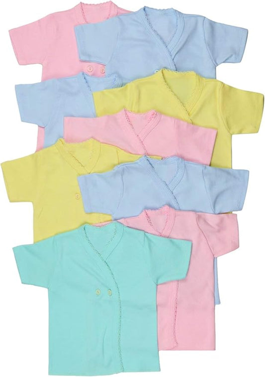 ToBeInStyle Babies' 4 Pack Relaxed Fit Short or Long Sleeve Button Up Kimono Tee Swaddle Shirt