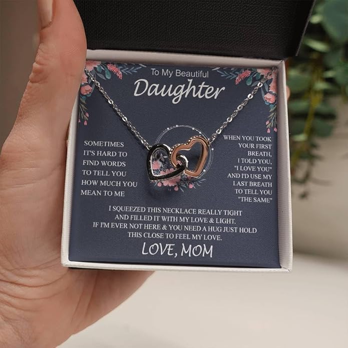 To My Daughter Gift Necklace From Dad or Mom - Badass Daughter Jewelry With Heartfelt Message & Elegant Box