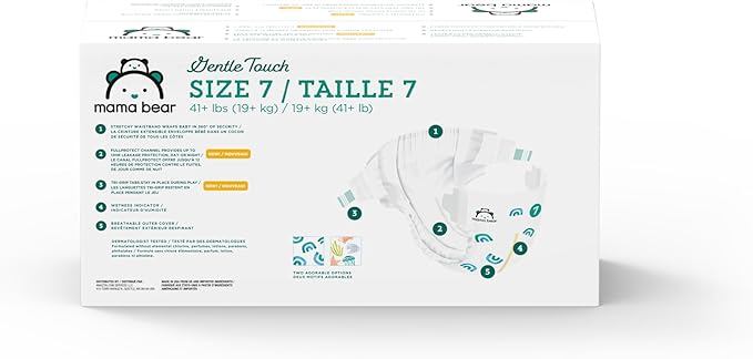 Amazon Brand - Mama Bear Gentle Touch Diapers, Size 7, 80 Count (4 packs of 20)