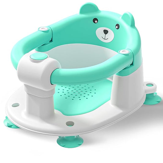 Baby Bath Seats for Babies 6 Months & Up, Infant Bath Chair for Newborn Sitting Up, Non-Slip Toddler Bath Tub Seat with Suction Cups & Soft Cushion for Shower, Compact Toddler Bathtub Seat, Aqua