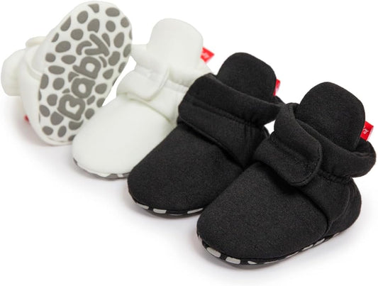 Sawimlgy Newborn Infant Baby Girl Boy Cotton Booties Stay On Sock Slippers Soft Bedroom Shoes Non-Skid Ankle Boots With Grippers Toddler Crib Warm Shoe First Walker Birthday Shower