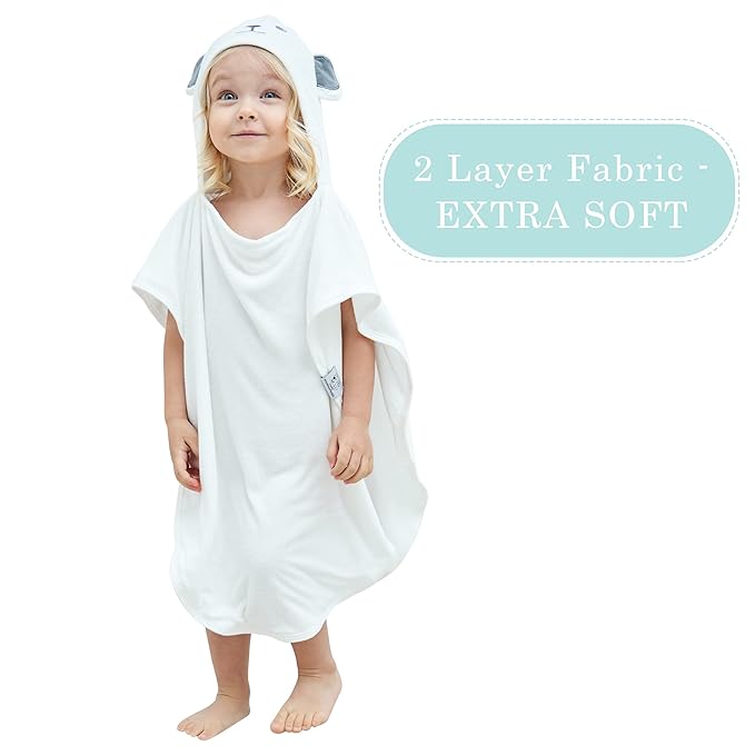 HIPHOP PANDA Hooded Towel - Rayon Made from Bamboo, Bath Towel with Bear Ears for Newborn, Babie, Toddler, Infant - Absorbent Large Baby Towel - Bear, 21.5 x 22.5 Inch