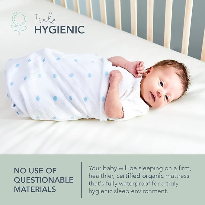 Naturepedic Organic Baby Crib Mattress - 2-Stage Lightweight Infant & Toddler Mattress - Waterproof Bed Mattress for Crib - Non-Toxic for Baby and Toddler Bed - 52" x 28”