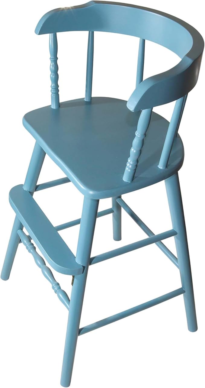 Sargent's Sons Amish Style Wooden Youth Chair, Desk Chair, Youth Dinning Chair with Step & Arms (Gray Blue)