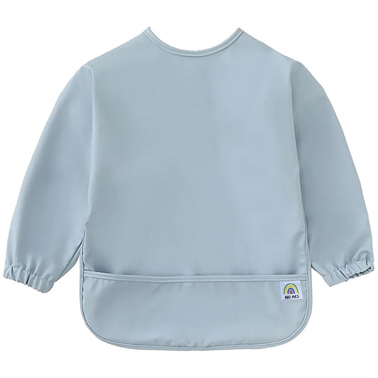 ARI MES Long Sleeves Waterproof Baby Bibs for Eating - Blue, Large- Wearable, Coverall for Toddler, Long Sleeve Bib, Smock Apron for Feeding - Applicable for 6-72 Months
