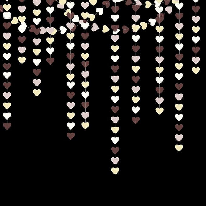 Brown-Gold Nude-Pink Party-Decorations Paper Garland - 52Ft Neutral Boho Blush Champagne Cow Bear Streamers Banner,Fall Autumn Birthday Baby Shower Wedding Hanging Decor Panduola