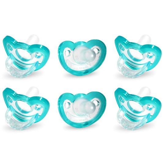 RaZbaby Jollypop Pacifier for Newborns & Up, USA Made, Natural Shaped Orthodontic Binky, Lovingly Shared in NICUs & Hospitals Worldwide, Medical-Grade 100% BPA-Free - 0-3 Months, 6 Pack - Teal