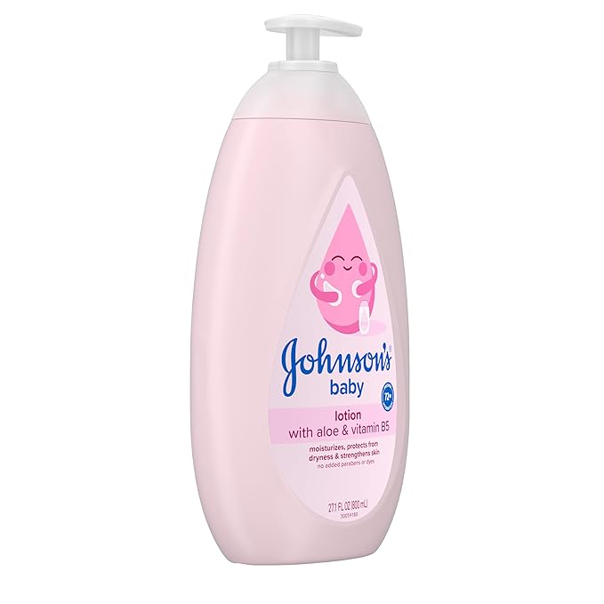 Johnson's Baby Lotion with Coconut Oil, Aloe Vera & Vitamin B5, 72 HR Hydration, Skin Moisturizer, Hypoallergenic, Safe for Newborn, Protects From Dryness & Strengthens Skin, 27.1 fl. Oz