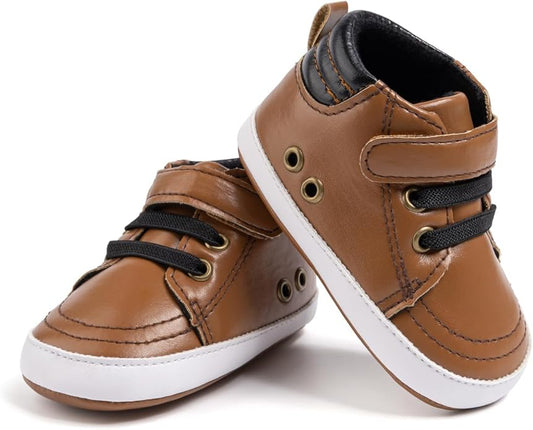 CENCIRILY Baby Boys Girls High Top Sneakers Soft Soles Anti Skid Infant Ankle Shoes Toddler Prewalker First Walking Crib Shoes