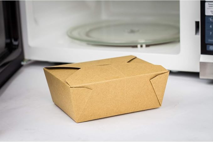 Karat Paper To Go Boxes [48 oz - 300 ct] Leak-Resistant, Microwavable, Heavy-Duty Take Out Boxes | Grease Resistant & Stackable | #8 Kraft Brown