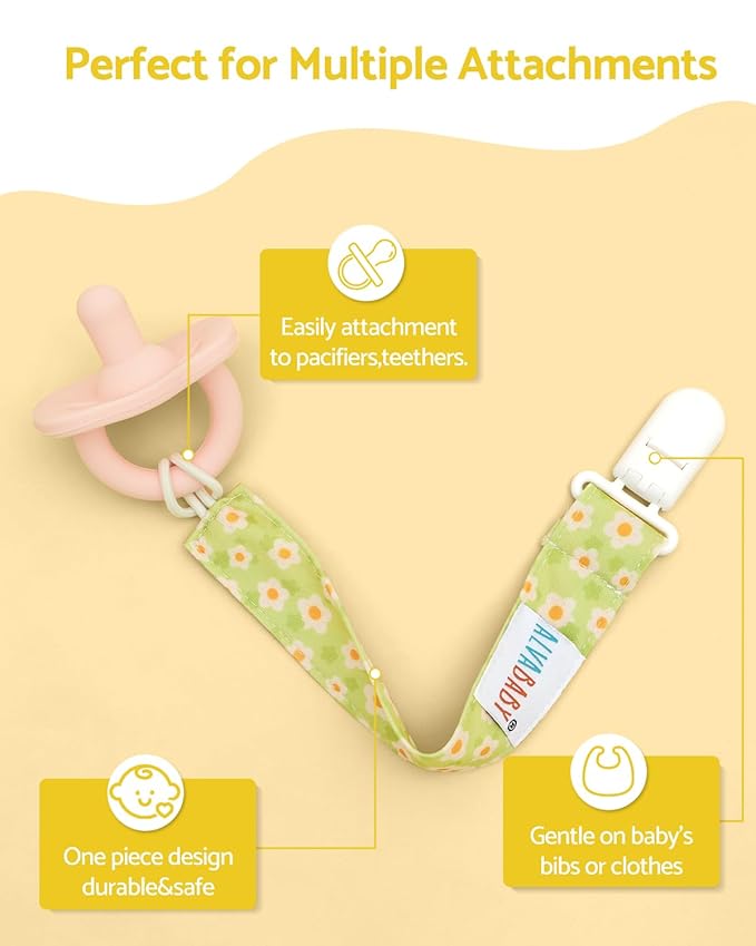 ALVABABY Pacifier Clips 8 Pack Binky Paci Clip Holder Leashes for Newborn Baby Boys Girls 8DP23A