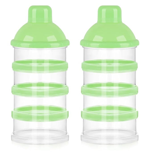 Accmor Formula Dispenser On The Go, 4 Compartments Stackable Formula Container for Travel, Baby Milk Powder Kids Snack Container, BPA Free ﻿
