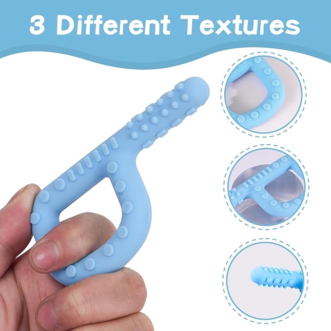 Sensory Chew Toys for Autistic Children, 4 Pack P Shape Teething Toys, Baby Teethers Autism Chew Toys for for Oral Motor Movement Stimulates, Silicone Chew Necklaces for Kids Adults BPA Free
