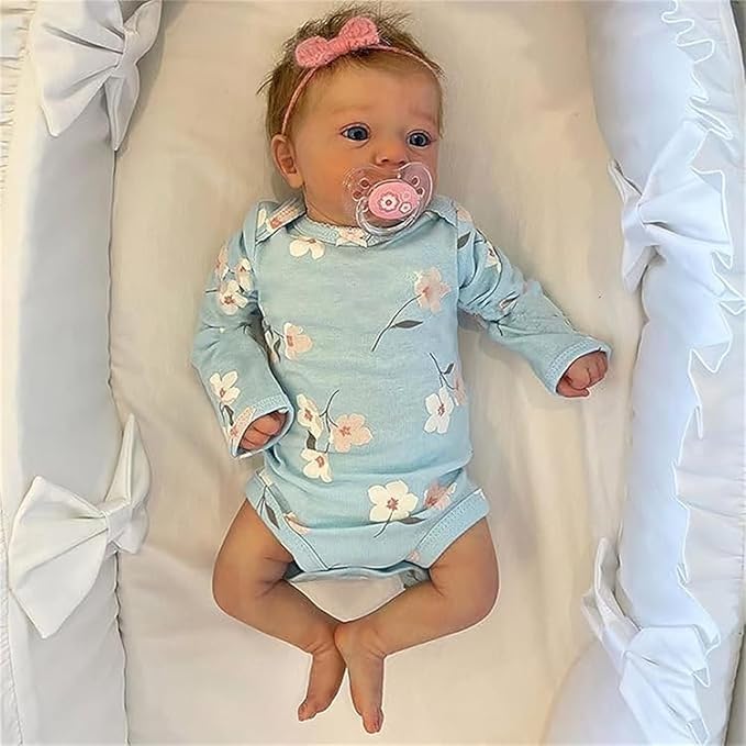 Lifelike Reborn Baby Dolls Girl - 18 Inch Baby Doll Realistic Newborn Girl Silicone, Cloth Body Adorable Reborn Baby Doll Real Life Babies Reborn Doll Toys with Accessories Birthday Gift for Kids