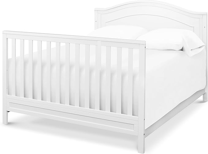 daVinci Charlie 4-in-1 Convertible Crib - GREENGUARD Gold Certified - Converts from Baby Crib to Toddler Bed, Daybed, and Full-Size Bed Effortlessly - 4 Adjustable Heights - Wooden White Baby Bed