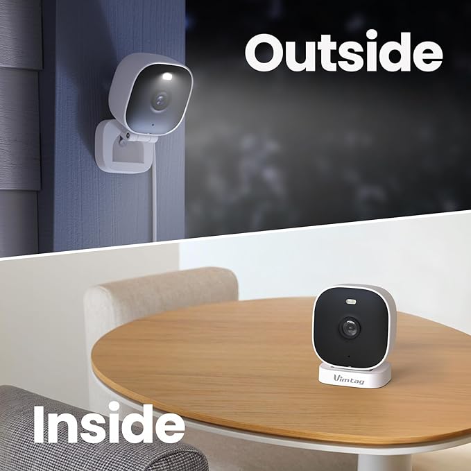 VIMTAG Security Camera, 3.5K/6MP Outdoor/Indoor Wired Plug-in 2.4G Wi-Fi Spotlight Camera for Home Security, 2-Way Audio/Color Night Vision/Human/Motion/Sound Detection, Support Alexa/Up to 512G Card