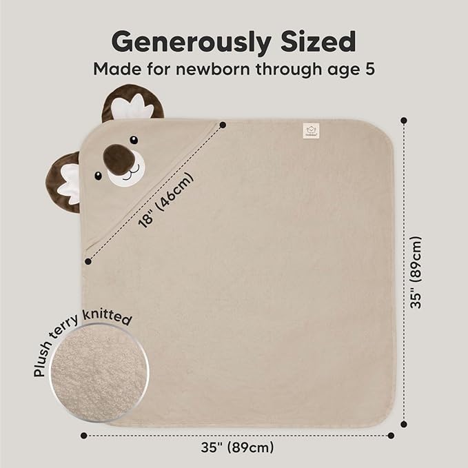 KeaBabies Hooded Baby Towel for Newborn - Viscose Derived from Bamboo Large Baby Bath Towels with Hood for Boys, Girls, Toddler, Extra Absorbent & Soft Newborn Bath Essentials (Koala)