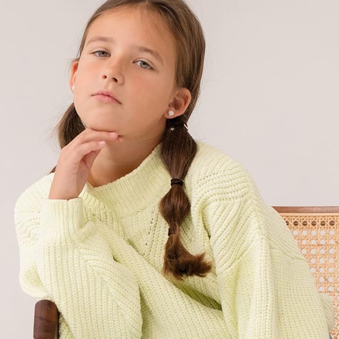 925 Sterling Silver White Simulated Opal Birthstone Heart Safety Screw Back Earrings for Little Girls, Pre-Teens and Teens 8mm - Beautiful Heart Shaped Earrings with CZ Stones