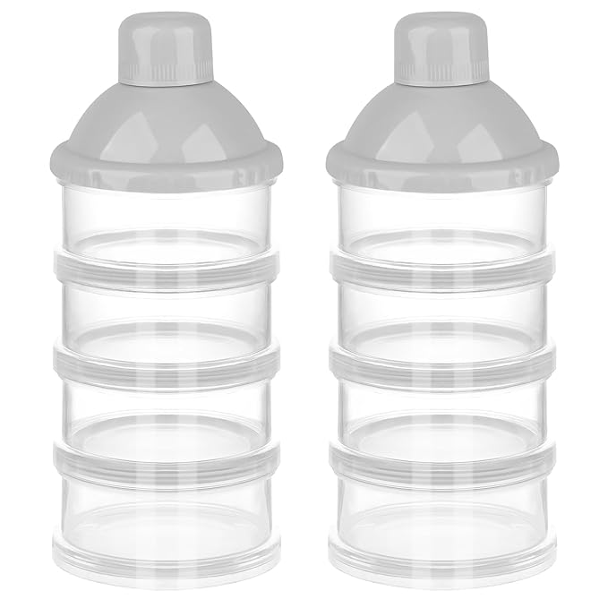 Accmor Formula Dispenser On The Go, 4 Compartments Stackable Formula Container for Travel, Baby Milk Powder Kids Snack Container, BPA Free ﻿