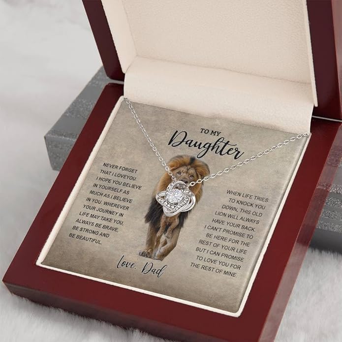 To My Daughter Gift Necklace From Dad or Mom - Badass Daughter Jewelry With Heartfelt Message & Elegant Box