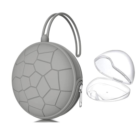 Smlpuame Pacifier Holder Case,Mothers Day Gifts for Mom BPA Free Portable Silicone Baby Pacifier Cover Pouch for Diaper Bag Stroller,Travel Outdoor Activities,Easy to Clean(Football & Grey)