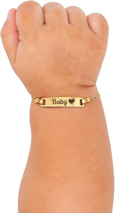 14K Solid Gold or Gold Plated Baby Custom Cross, Personalized Teen Bracelet with Miraculous Medal, Baptism, Baby Baptism Gift