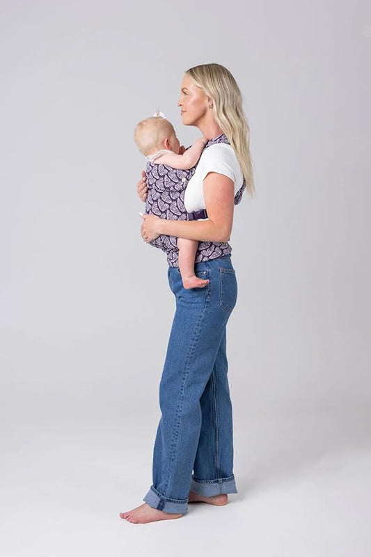 Mabē Monarch Ergonomic Baby Carrier – Premium Cotton Soft Structured Newborn to Toddler Carrier with Hip-Healthy Design, 3 Carry Positions (7-35lbs), Lightweight & Breathable, (Violet Wings)