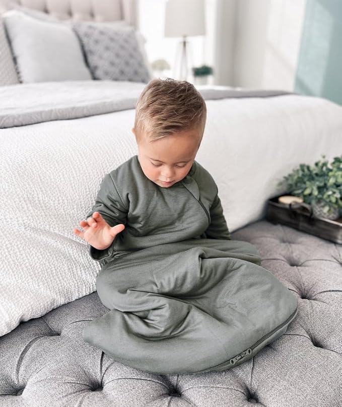 GUNAMUNA Unisex Long-Sleeve Sleep Sack, Wearable Sleep Bag for Babies and Toddlers, Soft Rayon, 1.0 TOG, 3 to 36 Months