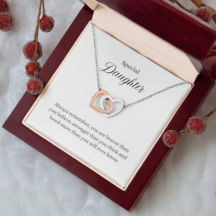 To My Daughter Gift Necklace From Dad or Mom - Badass Daughter Jewelry With Heartfelt Message & Elegant Box