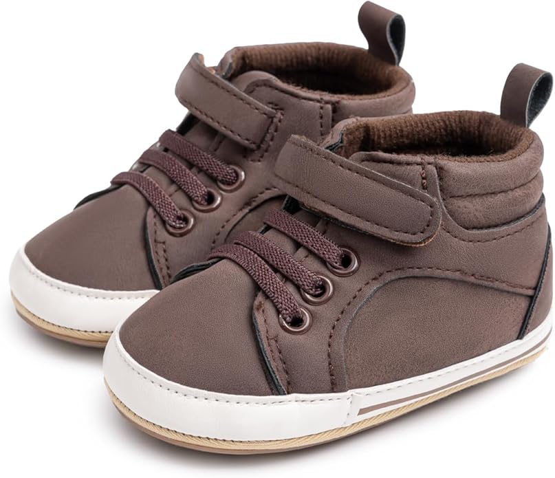 CENCIRILY Baby Boys Girls High Top Sneakers Soft Soles Anti Skid Infant Ankle Shoes Toddler Prewalker First Walking Crib Shoes