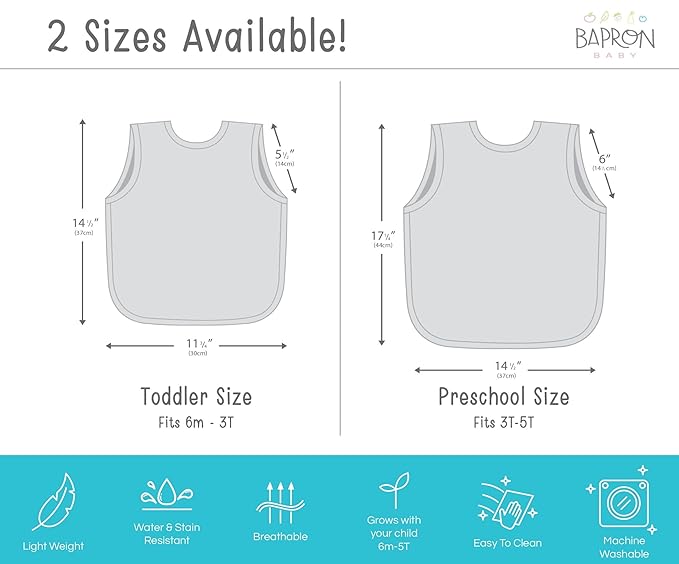 BapronBaby Ice Cream Truck Bapron - No Neck Tie Safer Bib for Baby & Toddler - Soft Waterproof Stain Resistant - Machine Washable - Sz Baby/Toddler 6m-3T