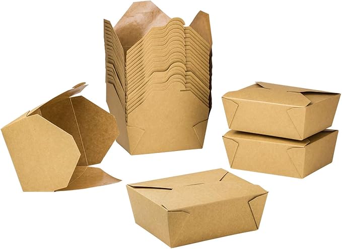 Karat Paper To Go Boxes [48 oz - 300 ct] Leak-Resistant, Microwavable, Heavy-Duty Take Out Boxes | Grease Resistant & Stackable | #8 Kraft Brown