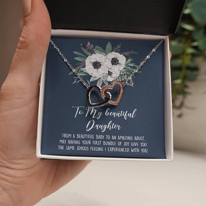 To My Daughter Gift Necklace From Dad or Mom - Badass Daughter Jewelry With Heartfelt Message & Elegant Box