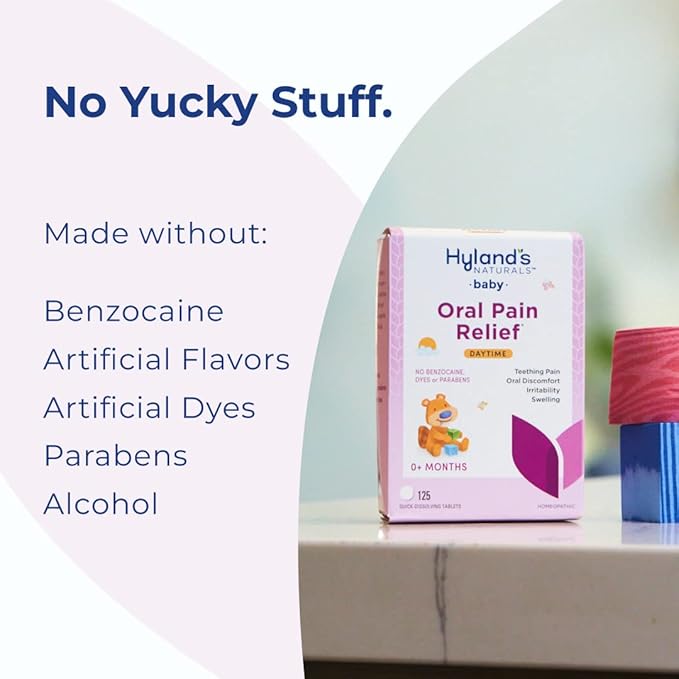 Hyland's Baby Daytime Soothing Tablets with Chamomilla, Natural Relief of Oral Discomfort, Irritability, and Swelling, Up to 62 Doses (Pack of 1, 125 Count Total)
