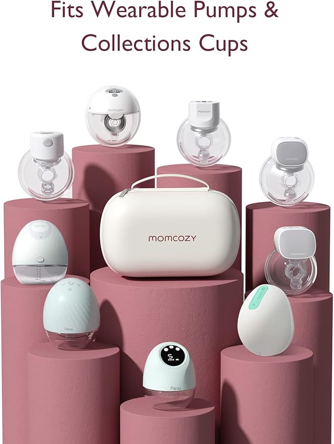 Momcozy Breast Pump Bag for Hands-Free Wearable Breast Pumps, Hard Shell Case with Removable Tray, Watertight Breast Pump Storage Bag for Pumping Bag, Diaper Bag, or Handbag（Holds 2 Pumps）